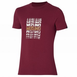 Mizuno Athletics Mizuno Tee Férfi Póló Sötétpiros | WOE-903648