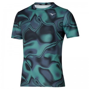 Mizuno Core Grafika Tee Férfi Póló Kék Fekete | GIC-169524