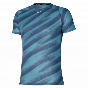 Mizuno Dryaeroflow Grafika Tee Férfi Póló Kék | XES-683240