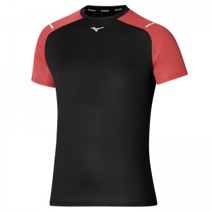 Mizuno Dryaeroflow Tee Férfi Póló Fekete Piros | BAX-096538