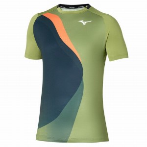 Mizuno Release Shadow Grafika Tee Férfi Póló Zöld | NYO-784126