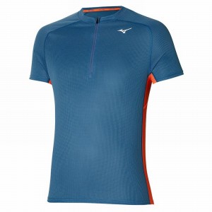 Mizuno Trail Dryaeroflow HZ Tee Férfi Póló Kék | JQC-490763