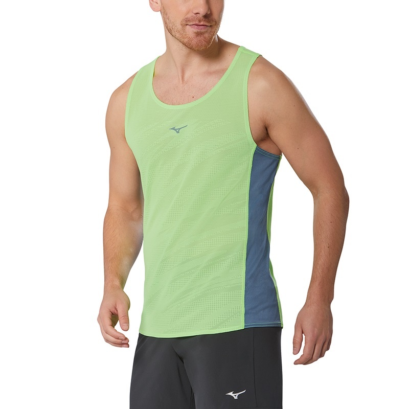 Mizuno Aero Tank Férfi Ujjatlan Póló Világos Zöld | TUK-654270