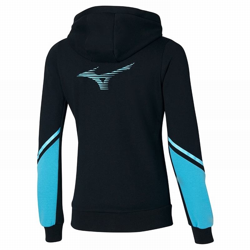 Mizuno Athletics Sweat Női Kabát Fekete Kék | MWQ-704186