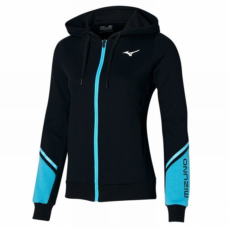 Mizuno Athletics Sweat Női Kabát Fekete Kék | MWQ-704186