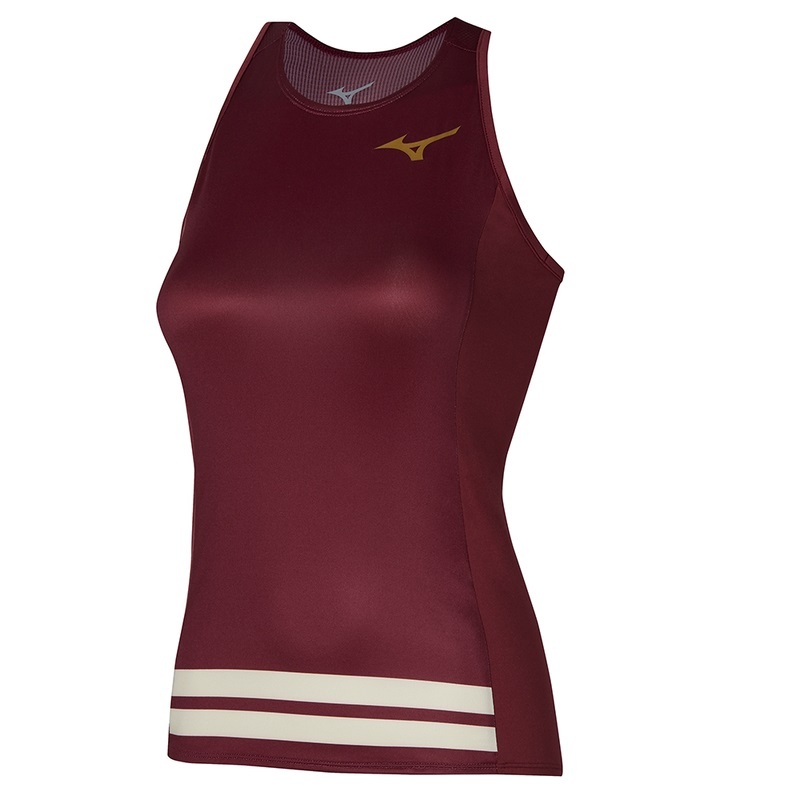 Mizuno Printed Tank Női Ujjatlan Póló Sötétpiros | HRO-847605