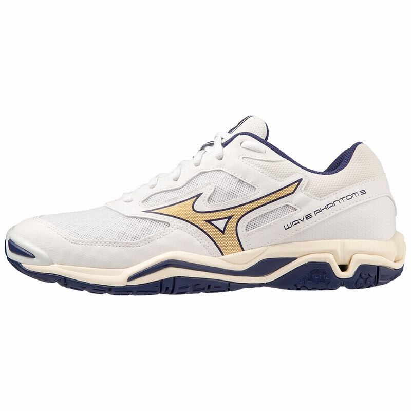 Mizuno Wave Phantom 3 Férfi Kézilabda Cipő Fehér Arany | WAS-815762